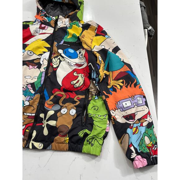 Nickelodeon Members Only cartoon print full zip  jacket hooded pockets sz L - Picture 3 of 11